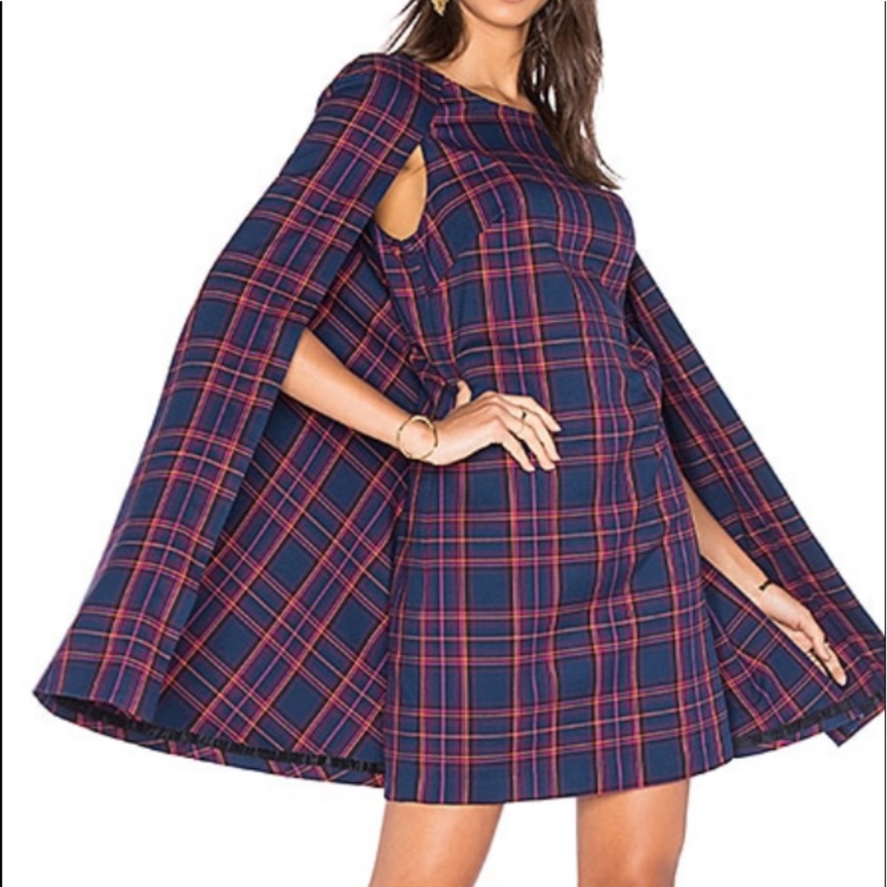 Trina turk plaid cape dress